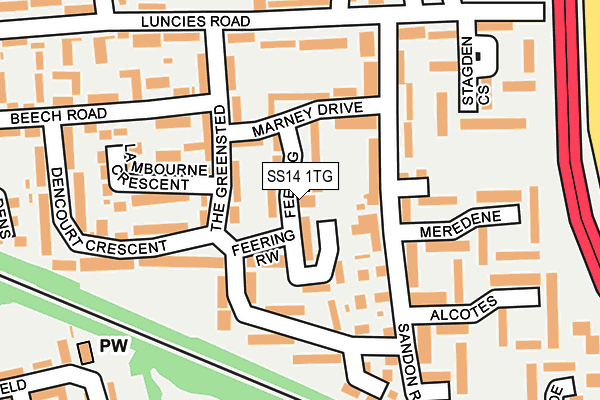 SS14 1TG map - OS OpenMap – Local (Ordnance Survey)