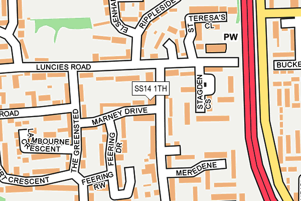 SS14 1TH map - OS OpenMap – Local (Ordnance Survey)