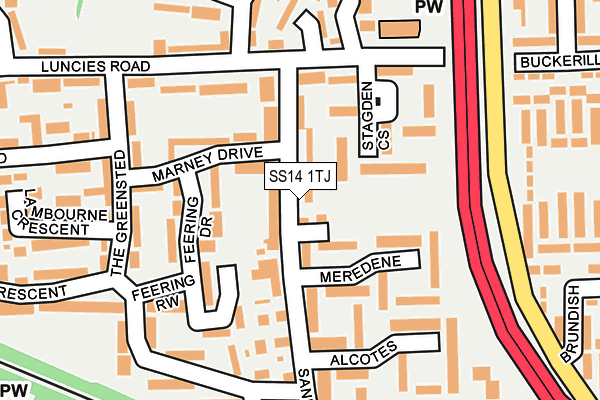 SS14 1TJ map - OS OpenMap – Local (Ordnance Survey)