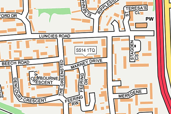 SS14 1TQ map - OS OpenMap – Local (Ordnance Survey)
