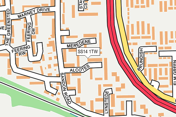 SS14 1TW map - OS OpenMap – Local (Ordnance Survey)