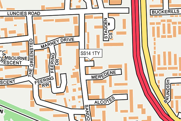 SS14 1TY map - OS OpenMap – Local (Ordnance Survey)