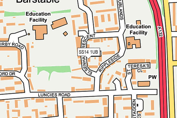 SS14 1UB map - OS OpenMap – Local (Ordnance Survey)