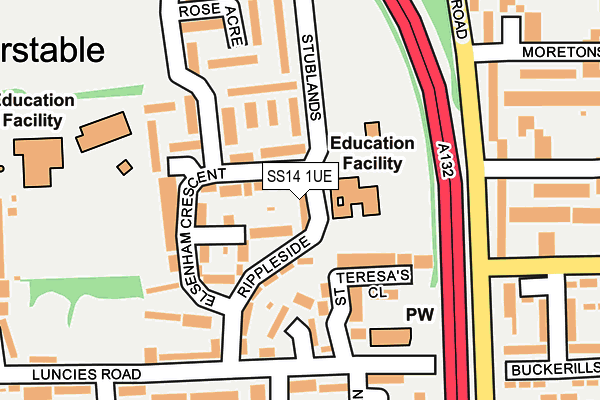 SS14 1UE map - OS OpenMap – Local (Ordnance Survey)