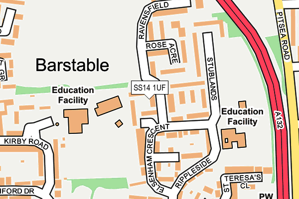 SS14 1UF map - OS OpenMap – Local (Ordnance Survey)