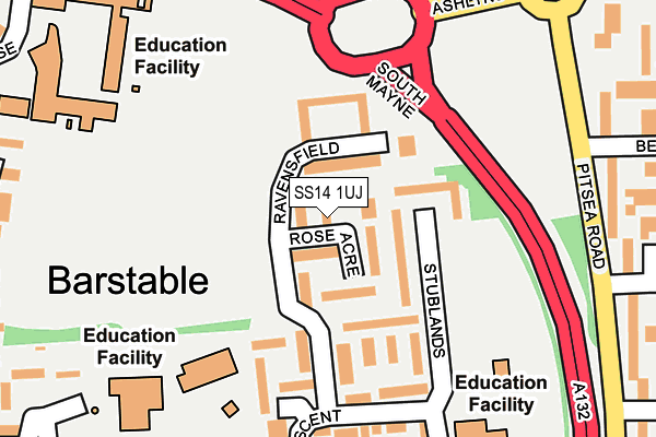 SS14 1UJ map - OS OpenMap – Local (Ordnance Survey)