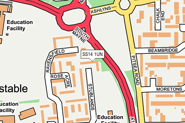 SS14 1UN map - OS OpenMap – Local (Ordnance Survey)