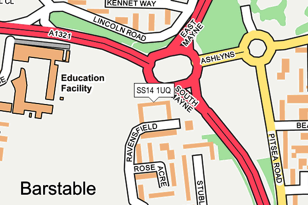 SS14 1UQ map - OS OpenMap – Local (Ordnance Survey)