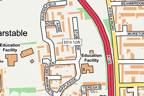 SS14 1UW map - OS OpenMap – Local (Ordnance Survey)