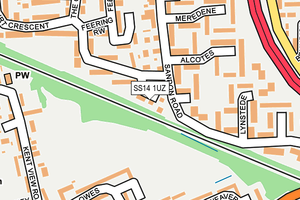 SS14 1UZ map - OS OpenMap – Local (Ordnance Survey)