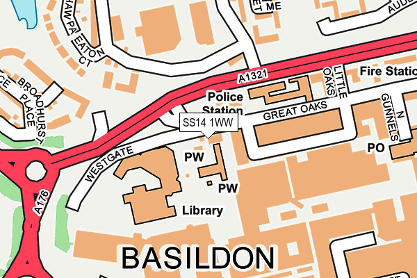 SS14 1WW map - OS OpenMap – Local (Ordnance Survey)