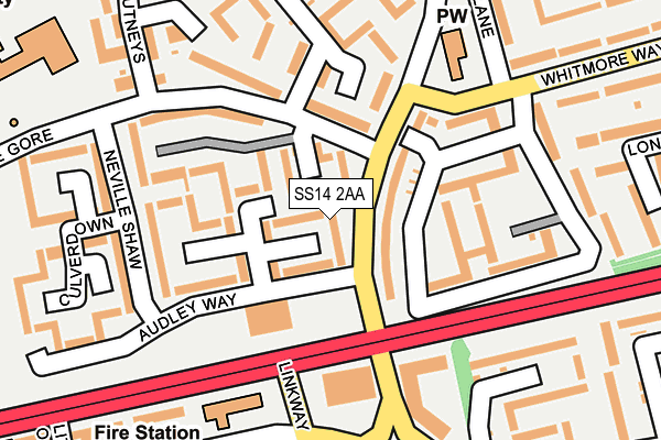 SS14 2AA map - OS OpenMap – Local (Ordnance Survey)