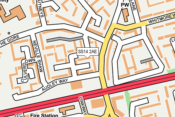 SS14 2AE map - OS OpenMap – Local (Ordnance Survey)