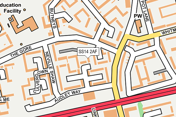 SS14 2AF map - OS OpenMap – Local (Ordnance Survey)