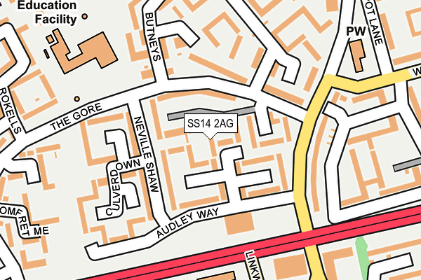 SS14 2AG map - OS OpenMap – Local (Ordnance Survey)