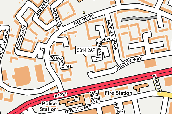 SS14 2AP map - OS OpenMap – Local (Ordnance Survey)