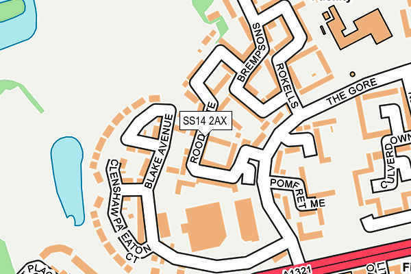 SS14 2AX map - OS OpenMap – Local (Ordnance Survey)