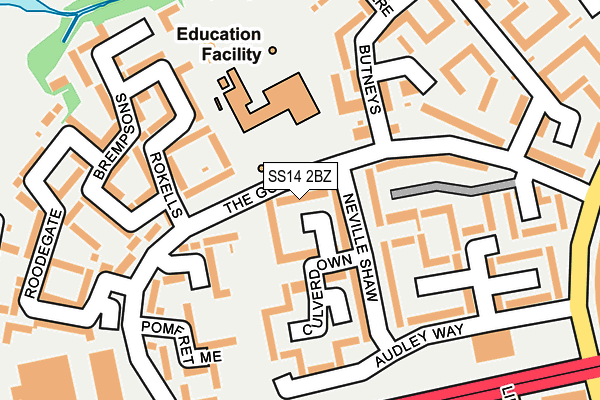 SS14 2BZ map - OS OpenMap – Local (Ordnance Survey)