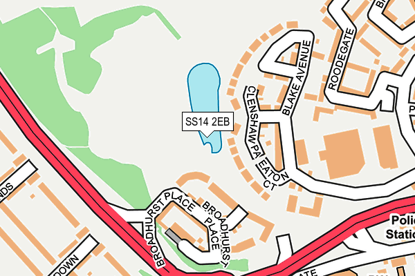 SS14 2EB map - OS OpenMap – Local (Ordnance Survey)