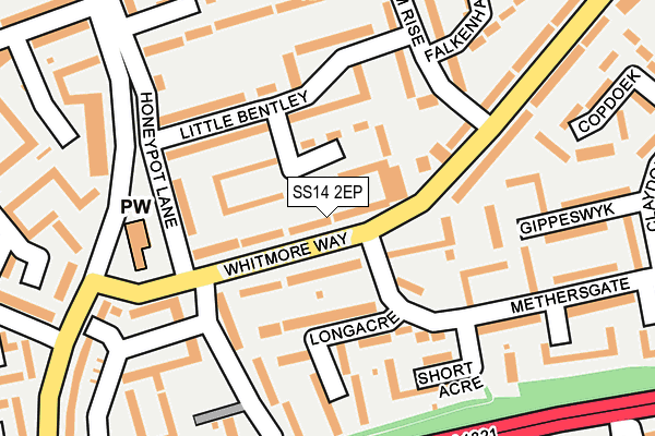 SS14 2EP map - OS OpenMap – Local (Ordnance Survey)