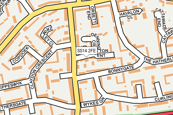 SS14 2FE map - OS OpenMap – Local (Ordnance Survey)