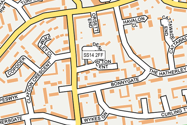 SS14 2FF map - OS OpenMap – Local (Ordnance Survey)