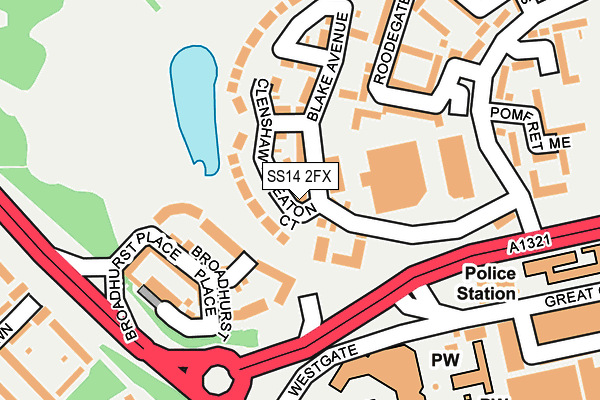 SS14 2FX map - OS OpenMap – Local (Ordnance Survey)