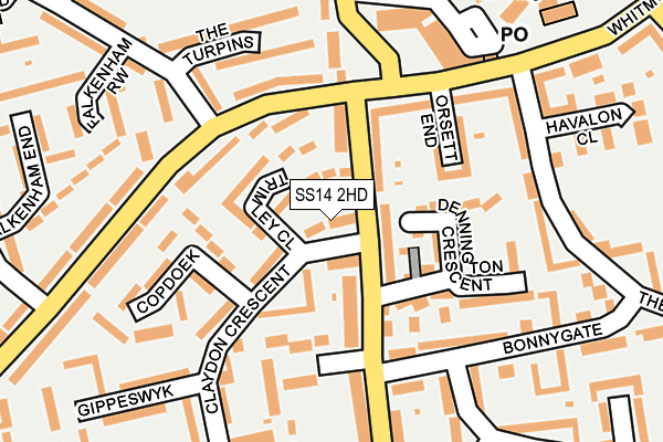 SS14 2HD map - OS OpenMap – Local (Ordnance Survey)
