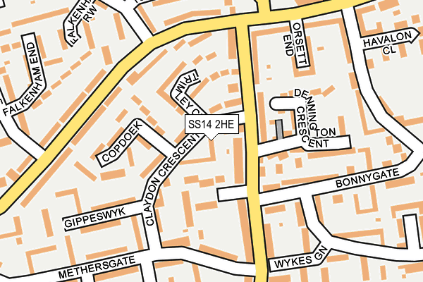 SS14 2HE map - OS OpenMap – Local (Ordnance Survey)