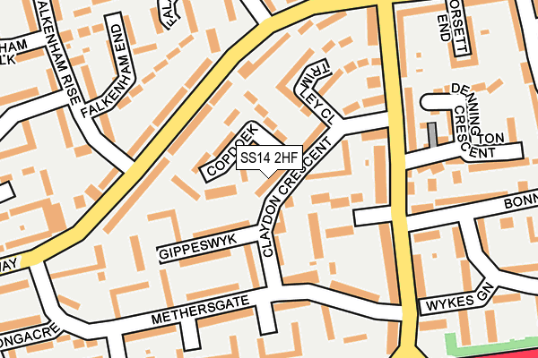 SS14 2HF map - OS OpenMap – Local (Ordnance Survey)