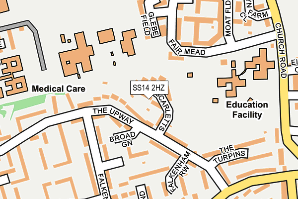 SS14 2HZ map - OS OpenMap – Local (Ordnance Survey)