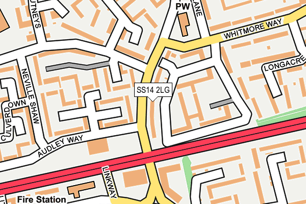 SS14 2LG map - OS OpenMap – Local (Ordnance Survey)