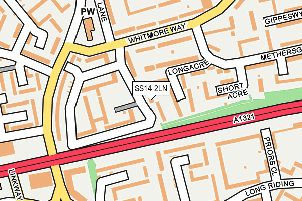SS14 2LN map - OS OpenMap – Local (Ordnance Survey)