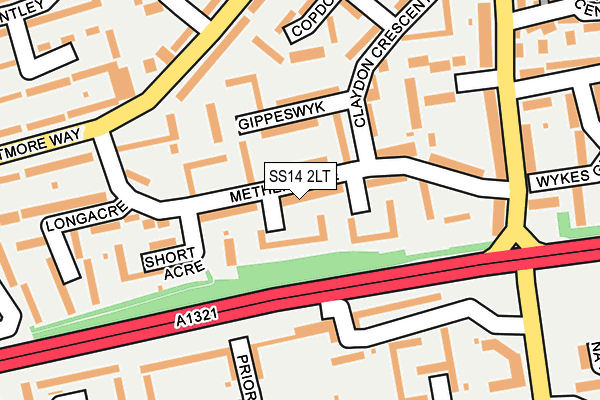 SS14 2LT map - OS OpenMap – Local (Ordnance Survey)