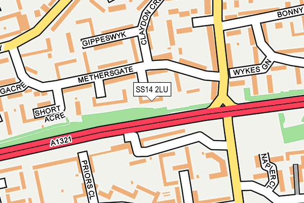 SS14 2LU map - OS OpenMap – Local (Ordnance Survey)