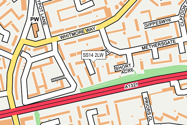 SS14 2LW map - OS OpenMap – Local (Ordnance Survey)
