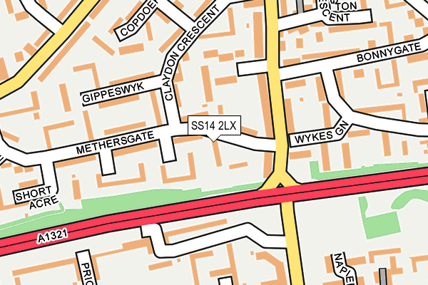 SS14 2LX map - OS OpenMap – Local (Ordnance Survey)