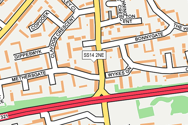 SS14 2NE map - OS OpenMap – Local (Ordnance Survey)