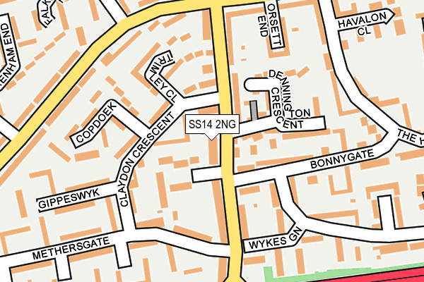 SS14 2NG map - OS OpenMap – Local (Ordnance Survey)