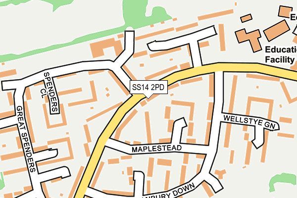 SS14 2PD map - OS OpenMap – Local (Ordnance Survey)