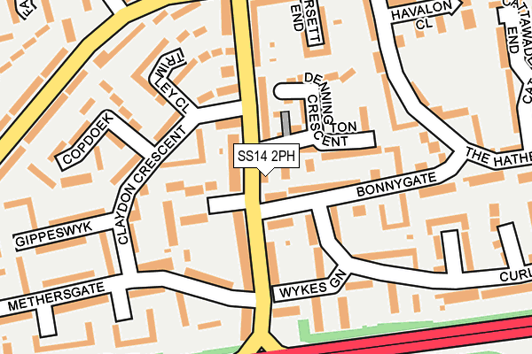 SS14 2PH map - OS OpenMap – Local (Ordnance Survey)