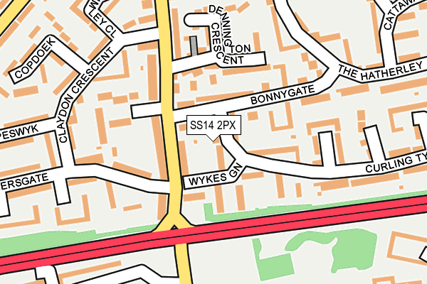 SS14 2PX map - OS OpenMap – Local (Ordnance Survey)