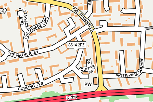 SS14 2PZ map - OS OpenMap – Local (Ordnance Survey)