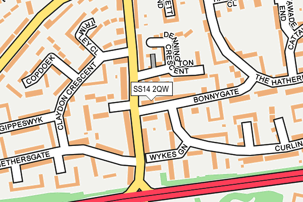 SS14 2QW map - OS OpenMap – Local (Ordnance Survey)
