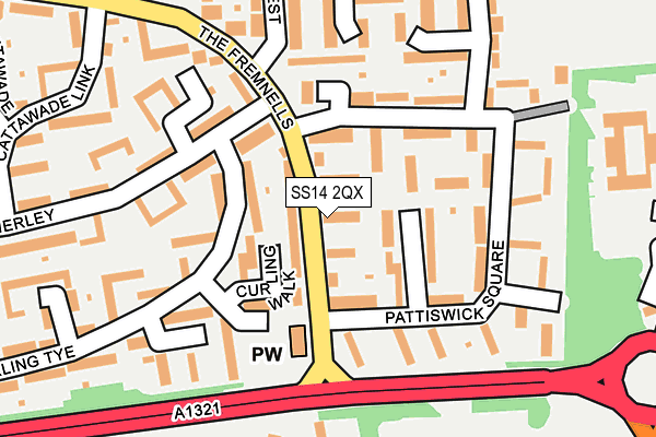 SS14 2QX map - OS OpenMap – Local (Ordnance Survey)