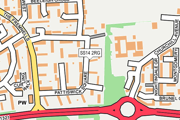 SS14 2RG map - OS OpenMap – Local (Ordnance Survey)
