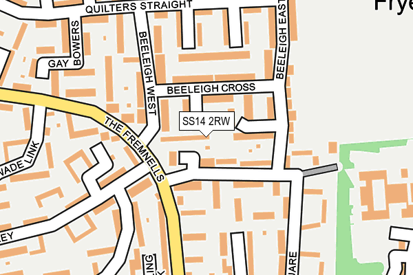 SS14 2RW map - OS OpenMap – Local (Ordnance Survey)