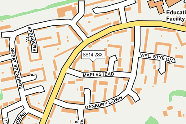 SS14 2SX map - OS OpenMap – Local (Ordnance Survey)