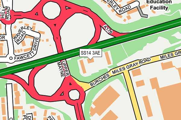 SS14 3AE map - OS OpenMap – Local (Ordnance Survey)