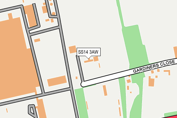 SS14 3AW map - OS OpenMap – Local (Ordnance Survey)